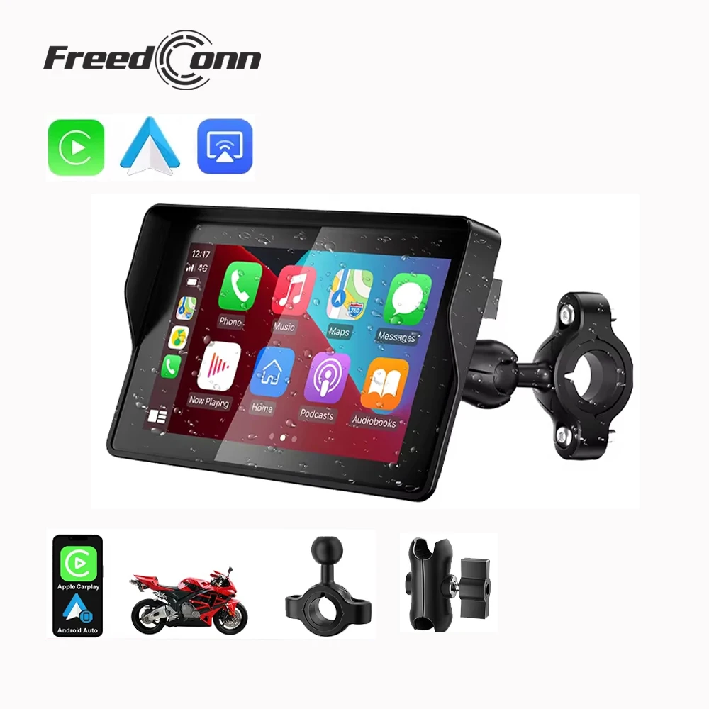 

Freedconn мотоциклетная навигация беспроводной CarPlay Moto Android Auto GPS портативный цифровой съемный экран водонепроницаемый монитор