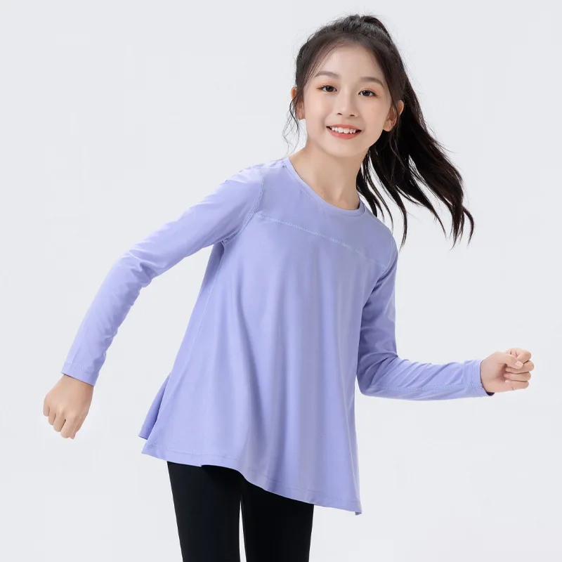 

Quick-drying Tops Children Summer Suit Children Sports T-shirt For Teenage Girls Aesthetic Fitness Yoga Dress Elastic Tops