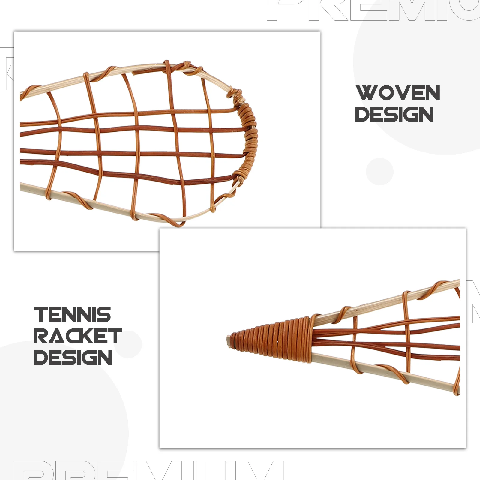 

5Pcs Woven Tennis Racket Hanging Ornament Xmas Tree Decorations Set Bamboo Christmas Pendant Holiday Party Prop