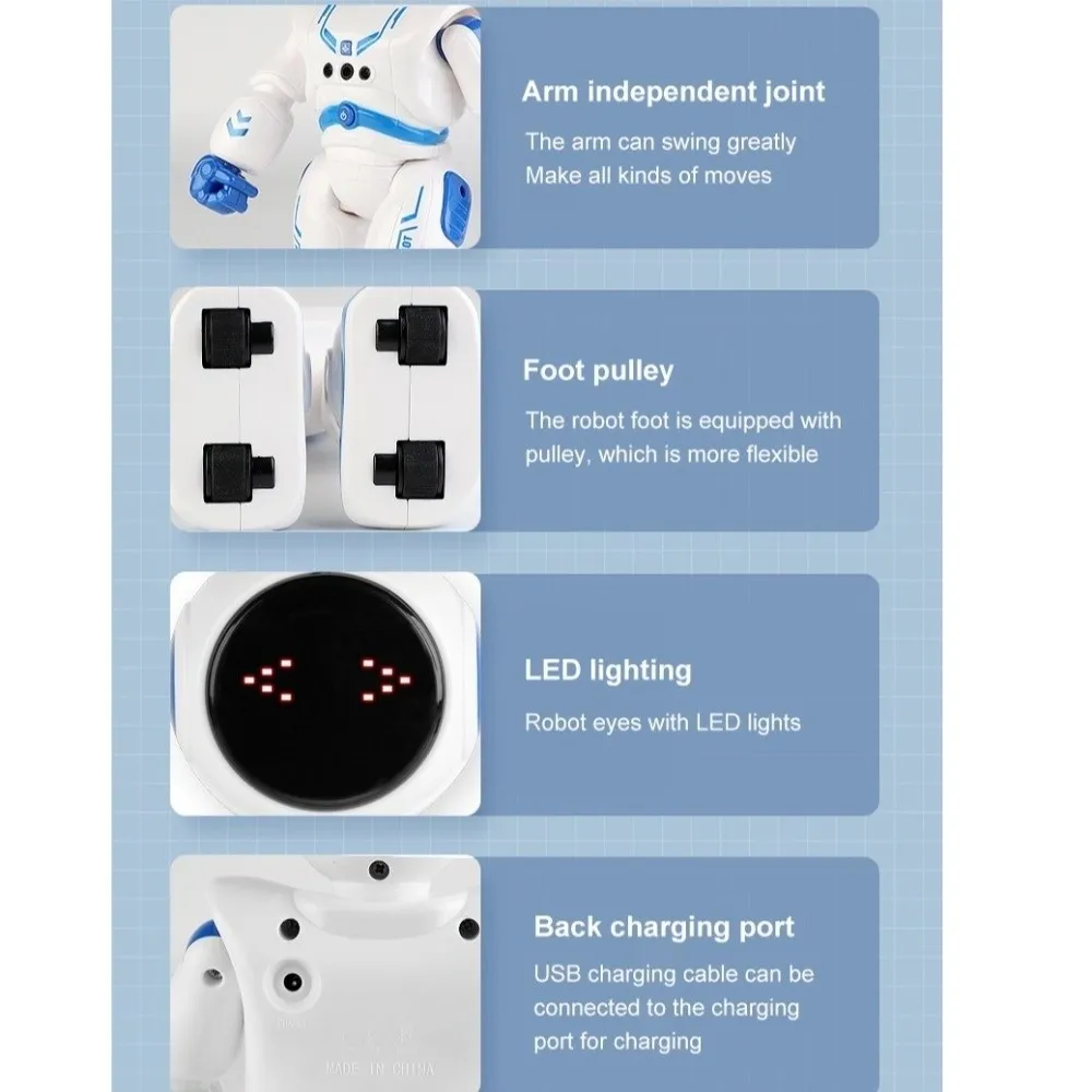 Interaktywny robot RC z ładowaniem USB, funkcją chodzenia, czujnikiem gestów, funkcją śpiewania, edukacyjny programowalny robot, prezent dla...