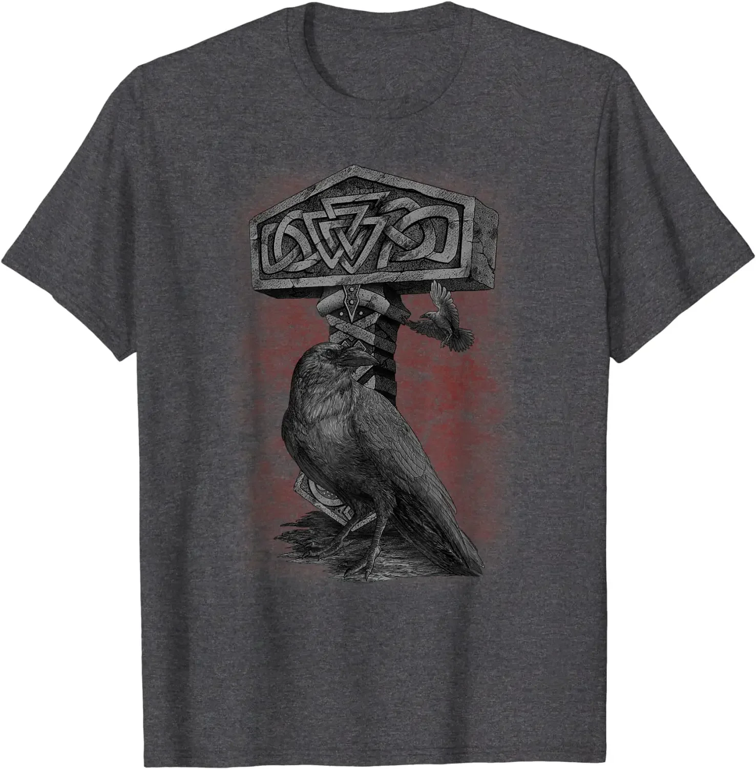 Norse Mythology Thor Hammer Mjolnir and Odin Raven T-Shirt 100% Cotton O-Neck Summer Short Sleeve Casual Mens T-shirt Size S-3XL