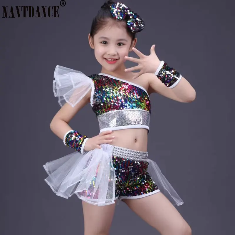 Tanzkleidung Mädchen Jazz Dance Street Dance Performance Kostüme Kinder Modern Dance Modell Laufsteg Pailletten Kostüme Röcke
