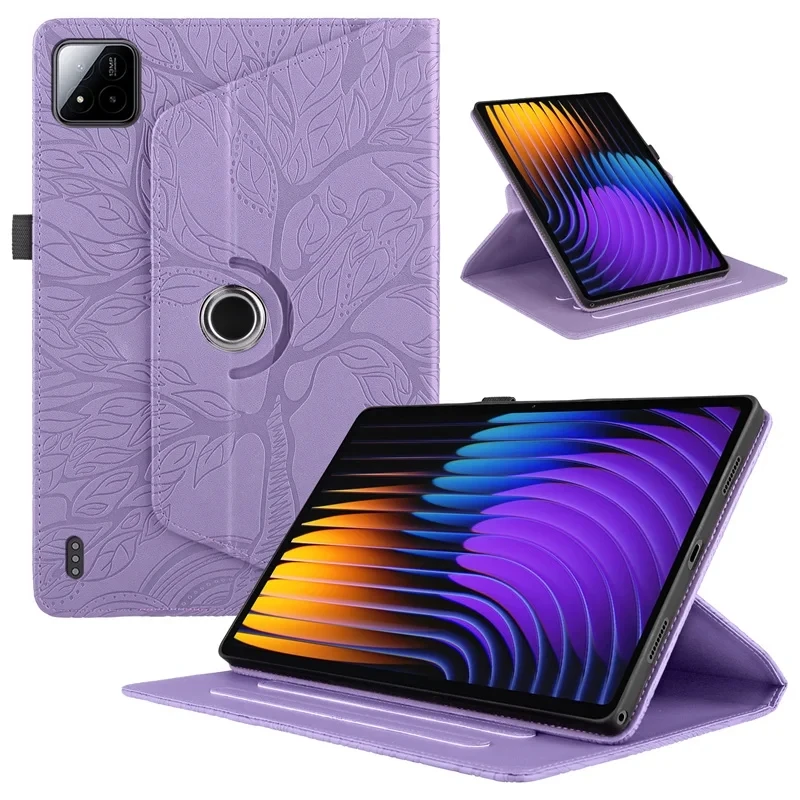 

For Xiaomi Pad 7 Pro Cover 11.2 inch 360 Rotation Tree Imprinted Flio PU Leather Wallet Cover Funda for Xiaomi MiPad 7 11.2