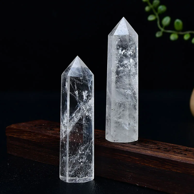 1PC Natürliche Klare Quarz Spalte Transparenz Weiß Kristall Punkt Healing Stein Sechseckigen Obelisk 50-80mm Zauberstab stein Zimmer Dekor