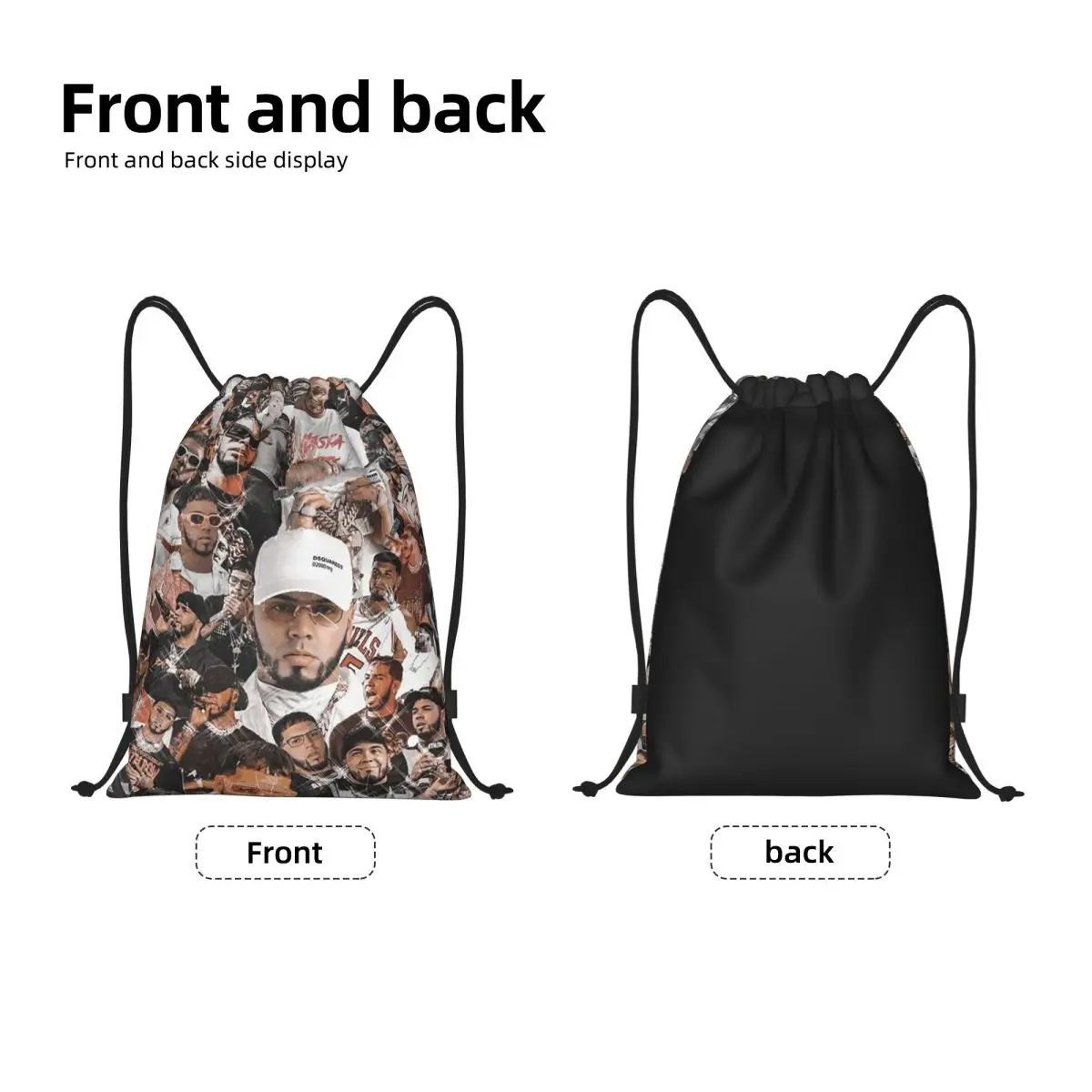 Custom Latin Urban Music Anuel AA Drawstring Bags for Shopping Yoga Backpacks Women Men Sports Gym Sackpack