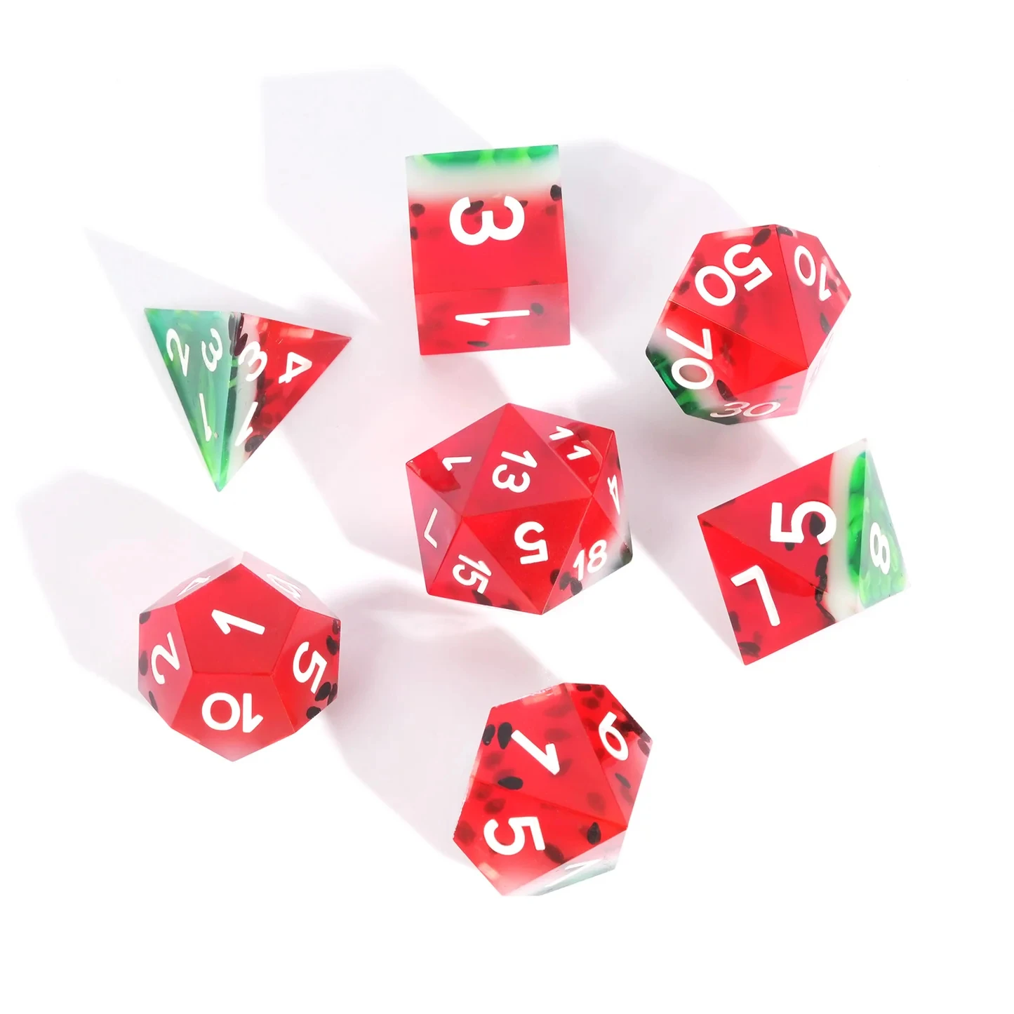 1-7pcs Resin Dice Set Watermelon/Flower Series Set D&D Dice DND Sharp Edge Dice Polyhedral Dice Dungeons and Dragons Table Games