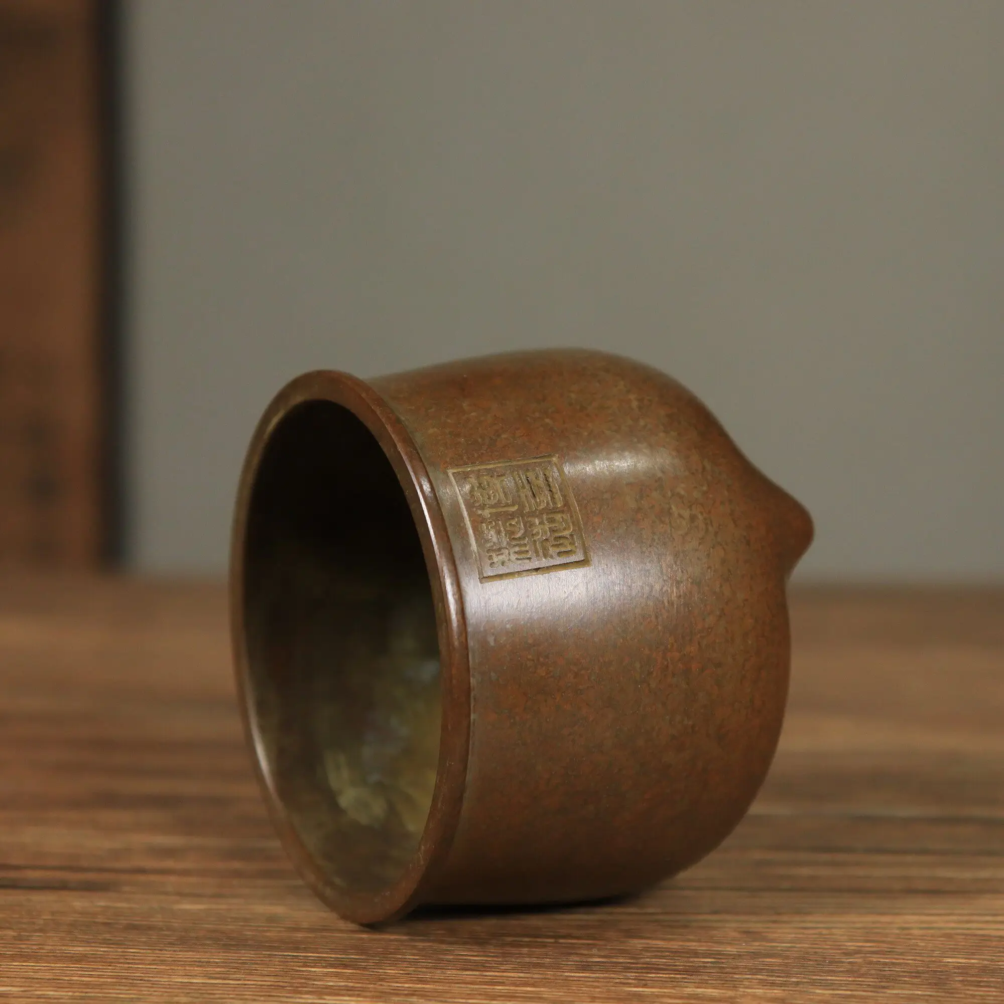 Vintage Pure Copper Bamboo Weave Pattern Incense Burner Three Legs Copper Furnishings Home Entrance Study Decor