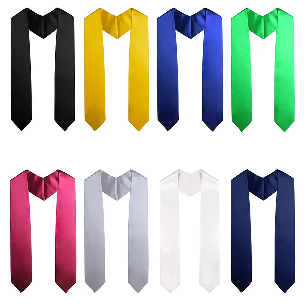 : GradSeason Unisex Adult Plain Graduation Uniform Black Sashes Academic Dress Graduation Stole Sash Graduation Robes