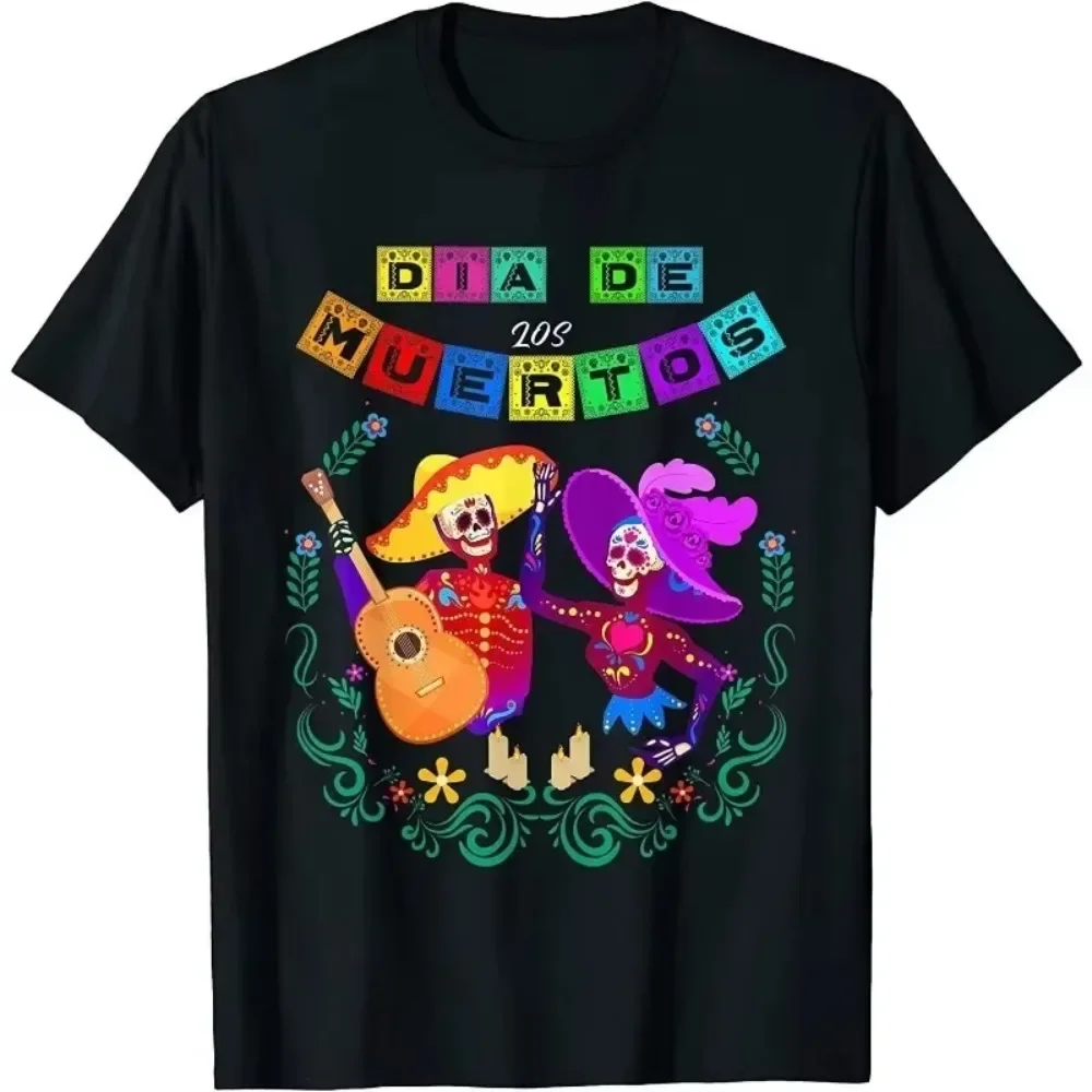 

Día de Muertos Dia De Los Muertos Mexican Skull T-Shirt Men Women Fashion Streetwear 2025 Cotton Tops for Men's Clothing