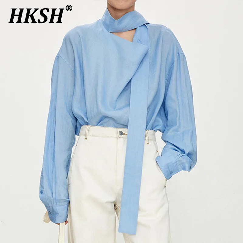 

HKSH Spring Summer New Women Tide Chic Original Design Fashion Elegant Casual High Street Solid Color Long Sleeved Shirts HK5496