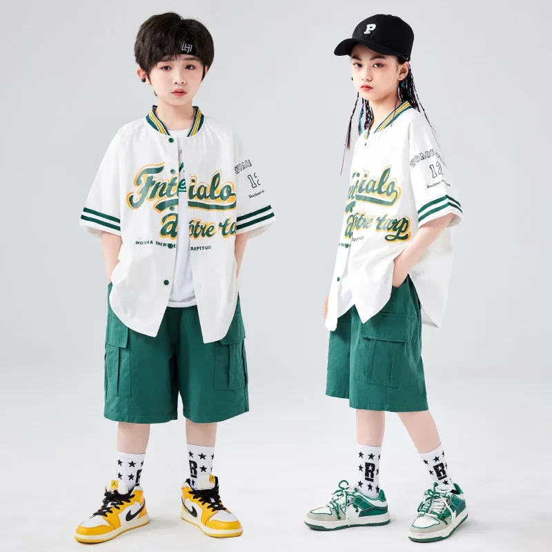

Children's street dance fashion suit, hip-hop fashion brand, boys' baseball suit, girls' jazz dance costume, performance suit
