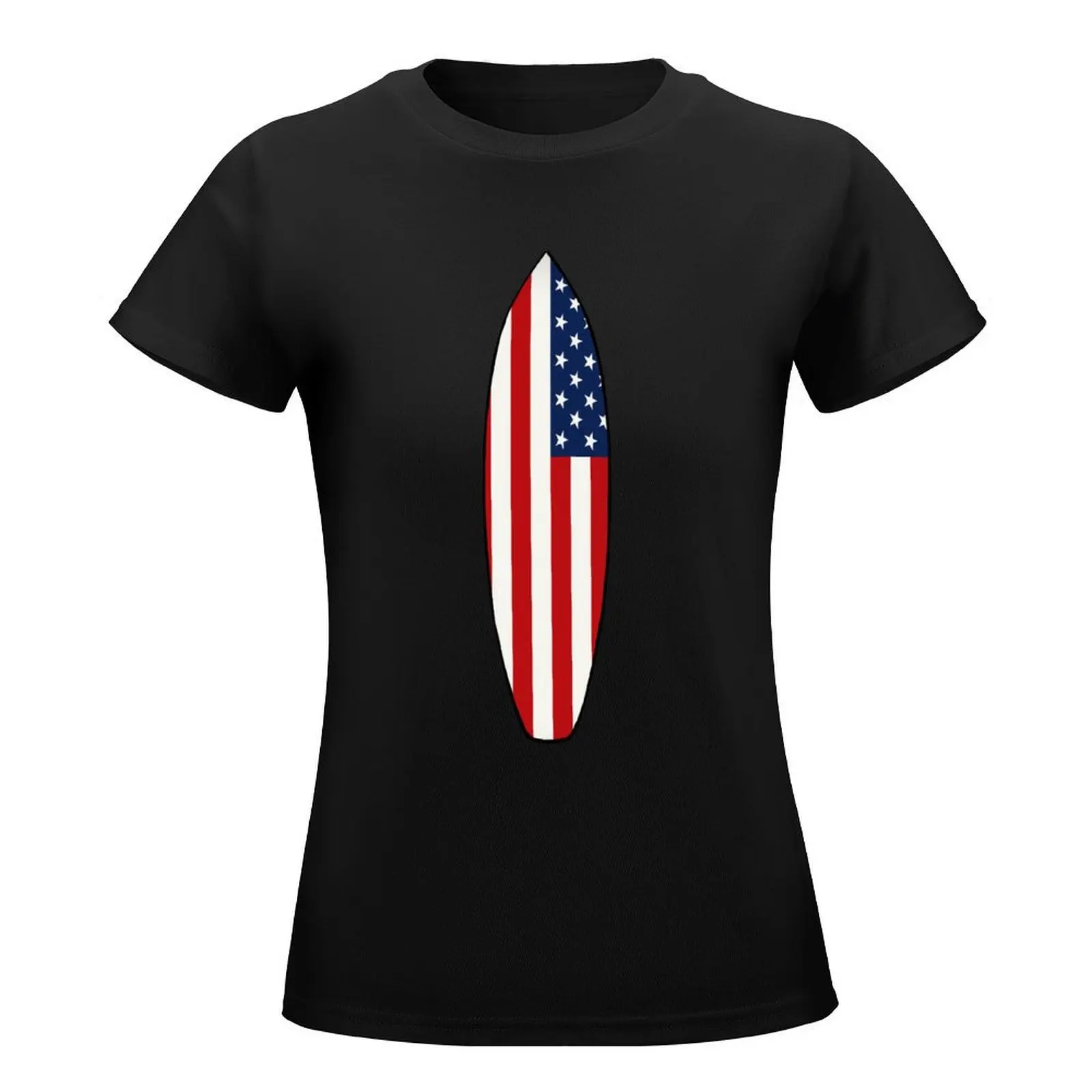 Surfboard (American Flag) T-Shirt cute clothes oversized Blouse spring clothes Women 2024