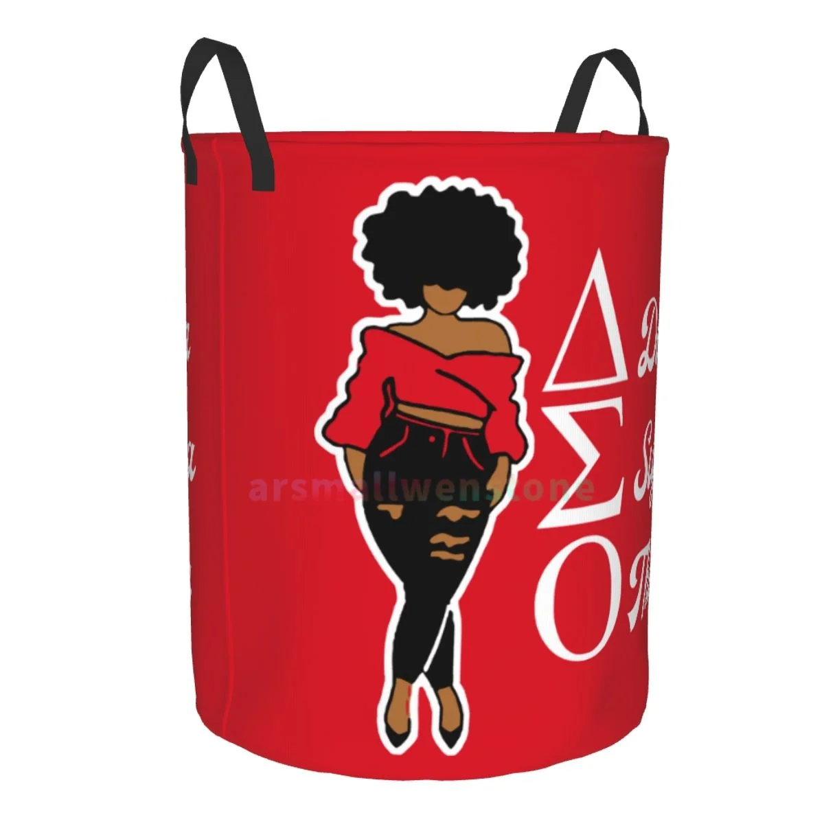 Delta Sigma Theta Sorority Round Laundry Hamper Storage Basket Toys Clothes Organizer Bin for Home Bathroom Bedroom Dorm Nursery