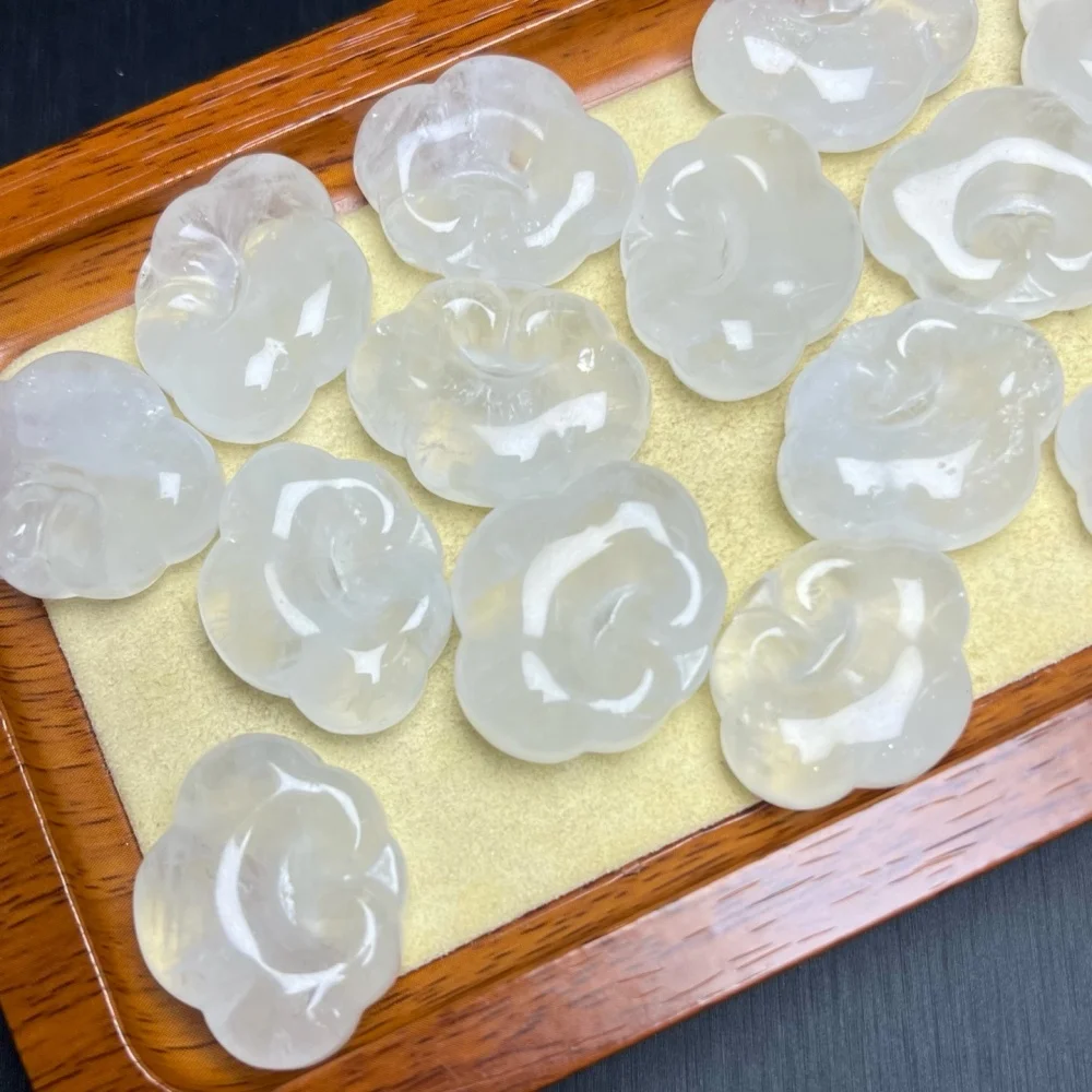 12PCS 23mm Natural White Garden Quartz Polished Crystal Reiki Healing Jewelry Pendant Cute Rock Decoration for Gift