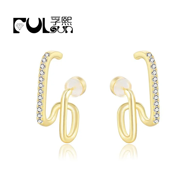 New design style simple personalize 18 gold plated twist earring