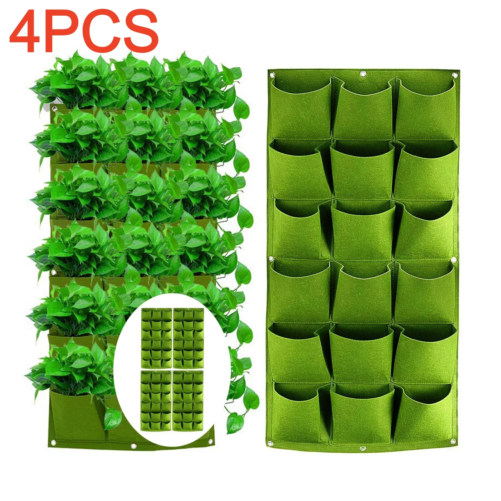 4/1Pcs 18/9-Pocket Vertical Garden Planter Wall-Mounted Bag for Balcony/Patio Grow Herbs & Vegetables Indoors/Outdoors