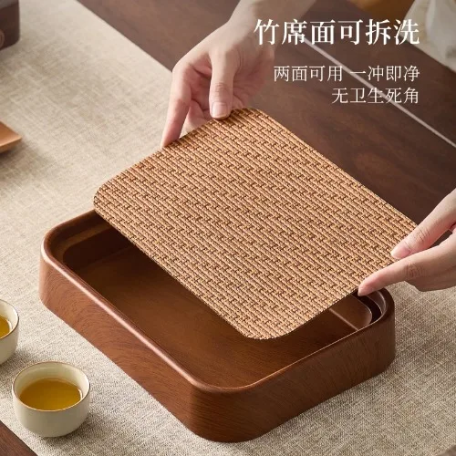 Bamboo Tea Tray Simple Rectangular Dry Brew Kungfu Tea Set Storage Plate Snack Pastry Serving Tray for Home Tea Ceremony