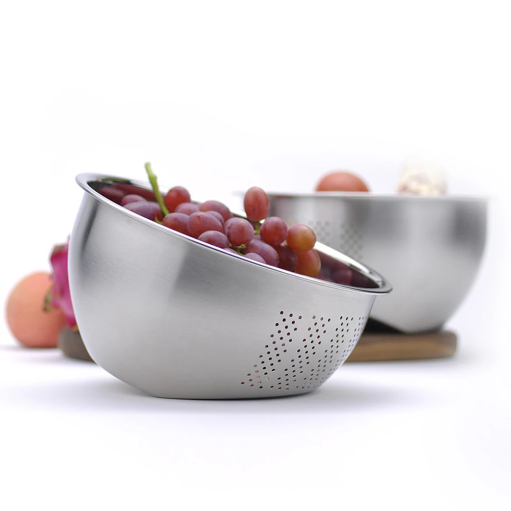 

Stainless Steel Rice Washing Bowl 304 Quality Drain Kitchen Strainer Sieve Vegetable Washer Food Holder