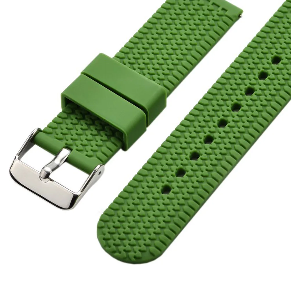 

Adjustable 18Mm Green Silicone Watchband Eco-Friendly Comfortable Wristband For Fitness Sports Watch Replacement Band Watchstrap