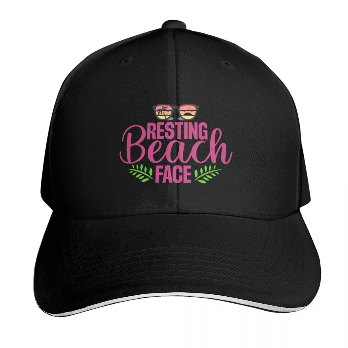 Resting Beach Face-Beach-Summer-Vacation-Funny Baseball Cap Quick Dry Performance Cotton Twill Breathable Contrast Two Tone Brim