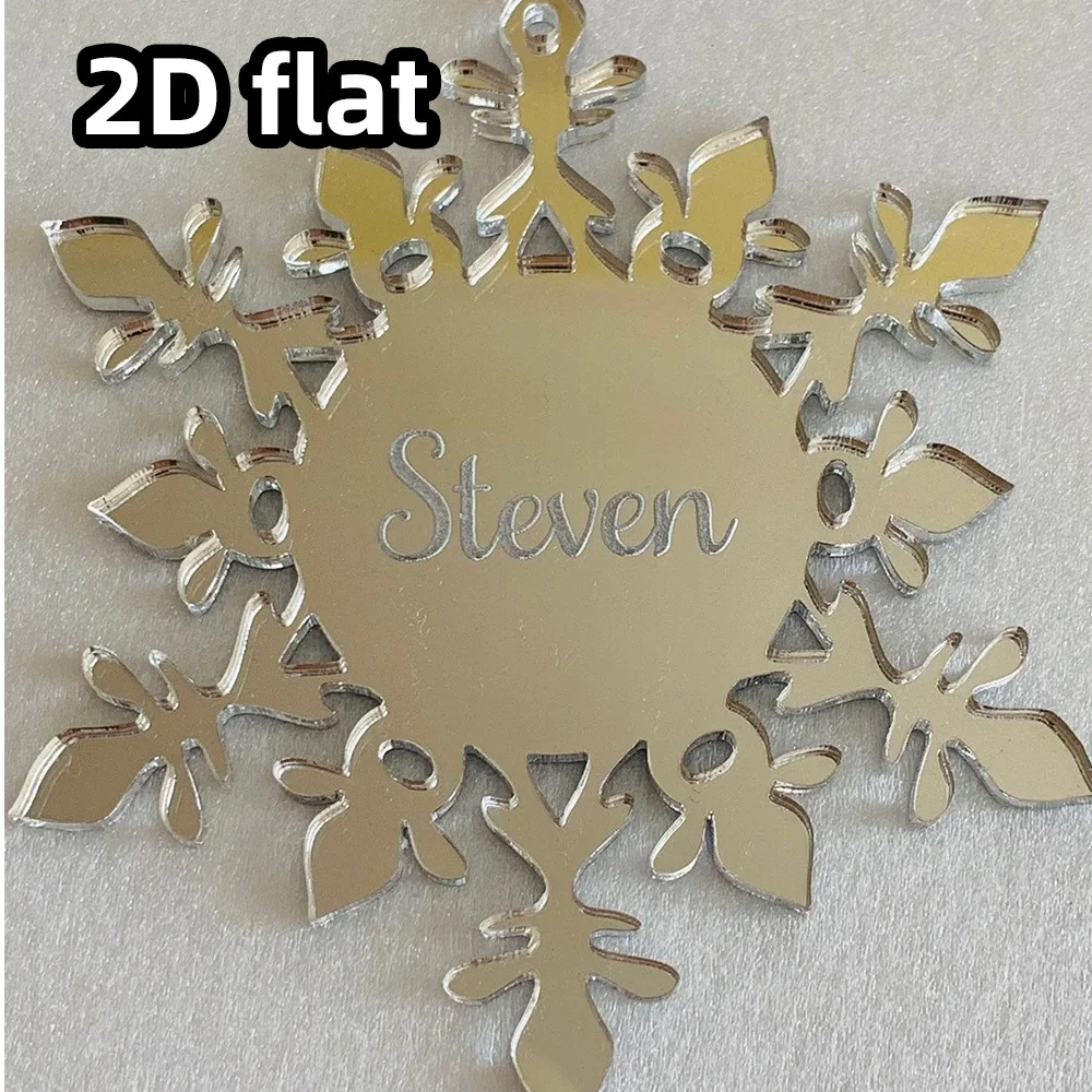 زخرفة ندفة الثلج الأكريليك المخصصة |   مرآة كريستال شكل الديكور |   اسم محفور شخصي معلق |   هدية فريدة من نوعها للعطلات