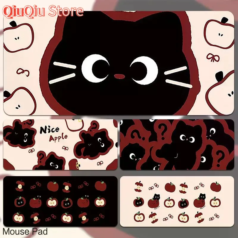 Cute Apple Cat Large Mouse Pad Home Office Universal Non-slip Wear Resistant Thickened Durable Protective Mat  Secure Grip