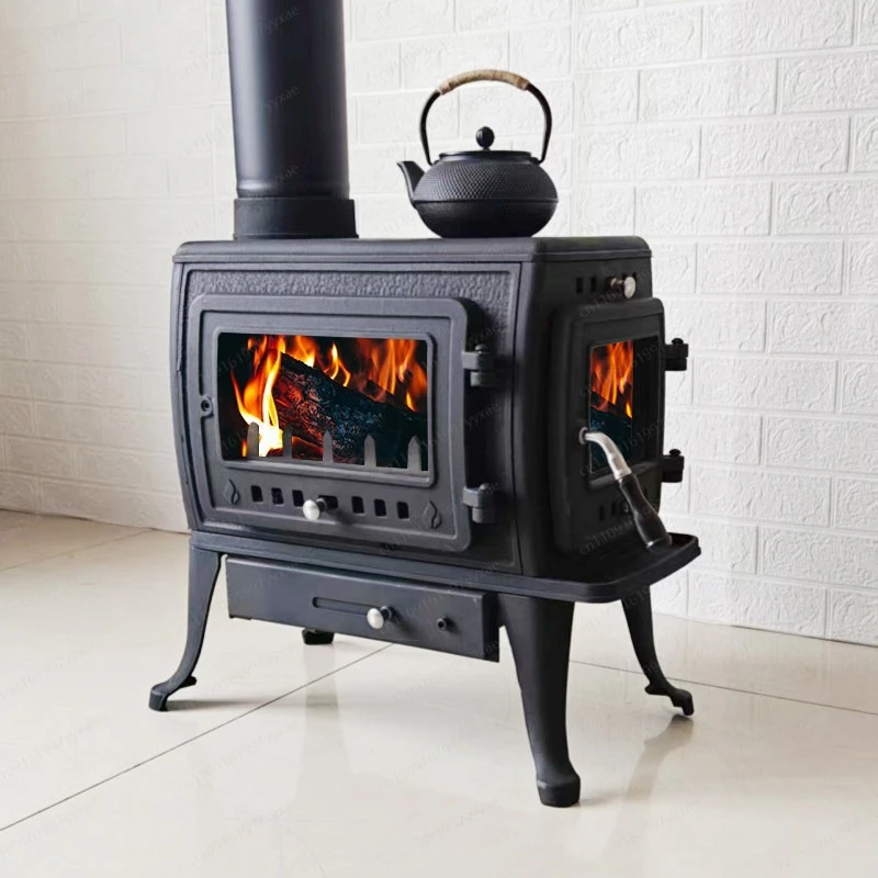 Wood-burning fireplace, all-cast iron heating stove, freestanding water-burning fireplace