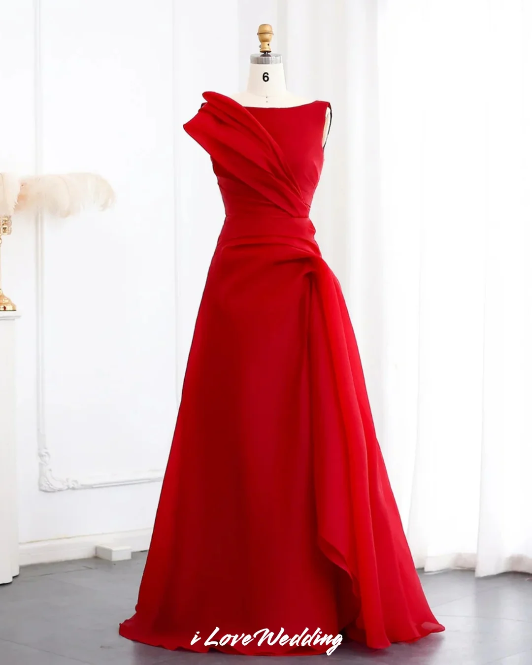 Women's Sleeveless Long Evening Dress A-Line Wedding Guest Dress Ruched Floor Length Dress Formal Party Gowns Customized image 5