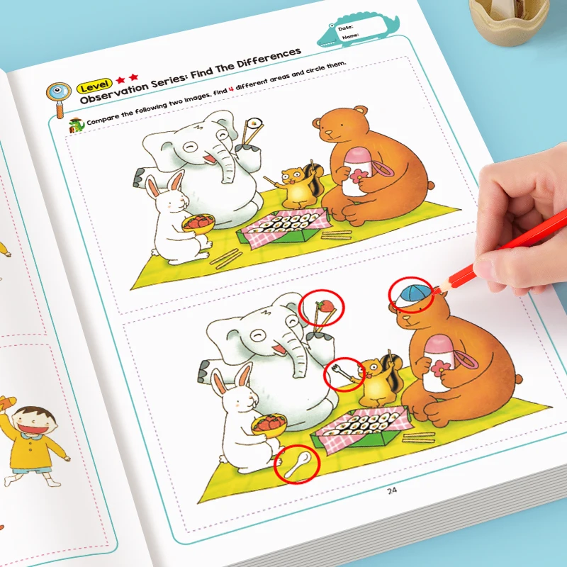 Hidden Differences Activity Book, Contains 32 Interactive Observation Games and Memory Exercises |   Attention and Concentration Training |   Visual Perception Skills, Concentration Games with Numbered Pages |   Find the Difference Game |   Scientific Learning Activity Book That Improves Concentration and Observation Skills |   Interesting and Engaging Hidden Object Games. Early Education Materials.