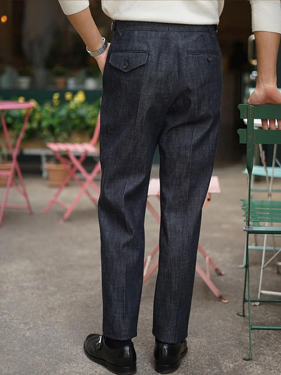 POT&CRAFTSMAN Italian Vintage Paris Button Loose Tapered Casual Pants Neapolitan Western Pants Washed Jeans Customizable