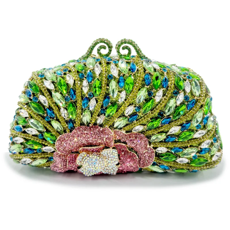 

Diamond-encrusted dinner bag empty metal hard box diamond bag clutch women's bag chain handbag