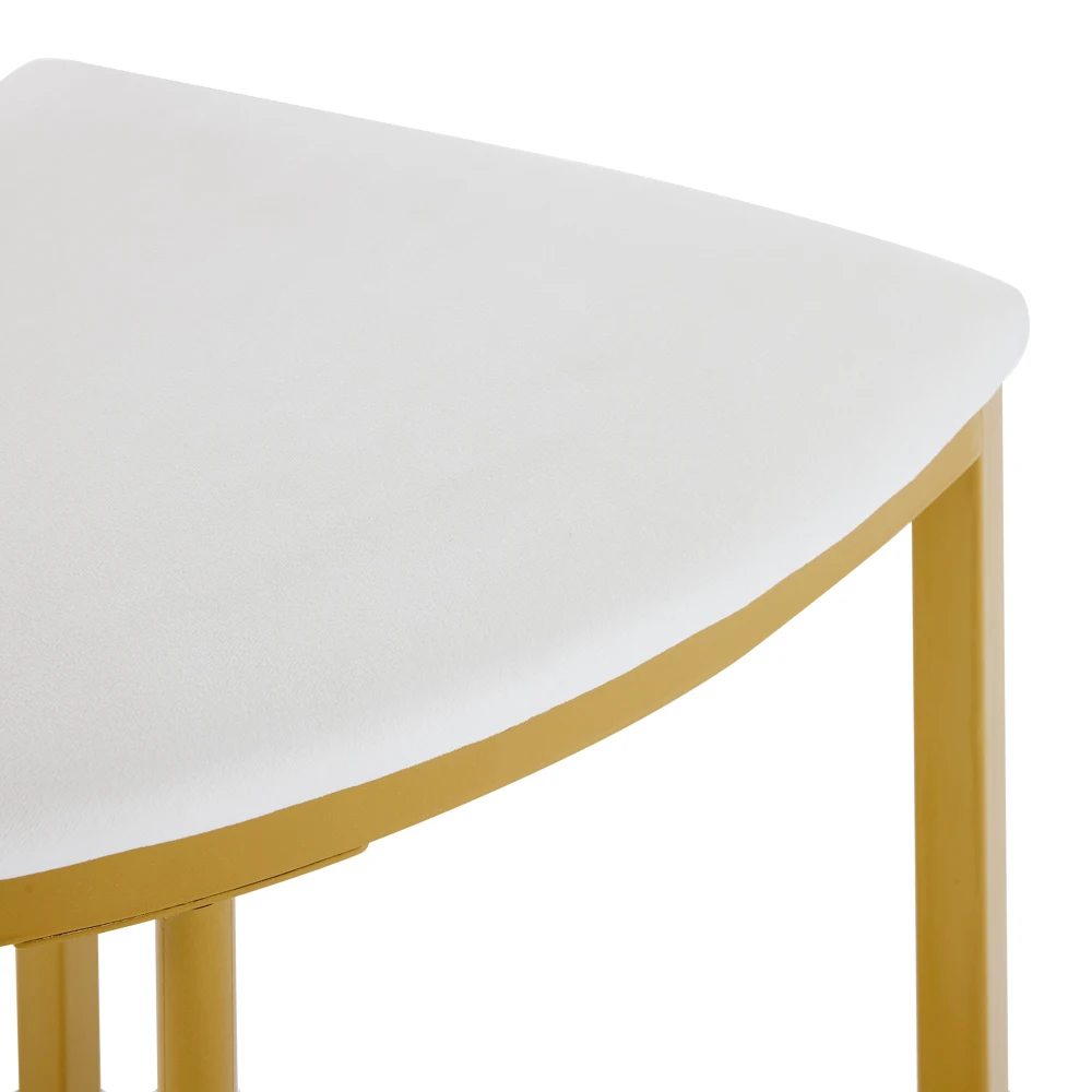 PINGGO Weißes Esstisch-Set mit 4 Samtstühlen, MDF-Tischplatte, vergoldeter Eisenrahmen, moderne Luxusmöbel für die Küche – Detail 12
