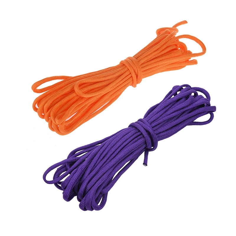 2 Pcs Paracord 550 Parachute Rope 7 Core Strand For Climbing Camping Buckle Rope 25FT, Orange & Purple