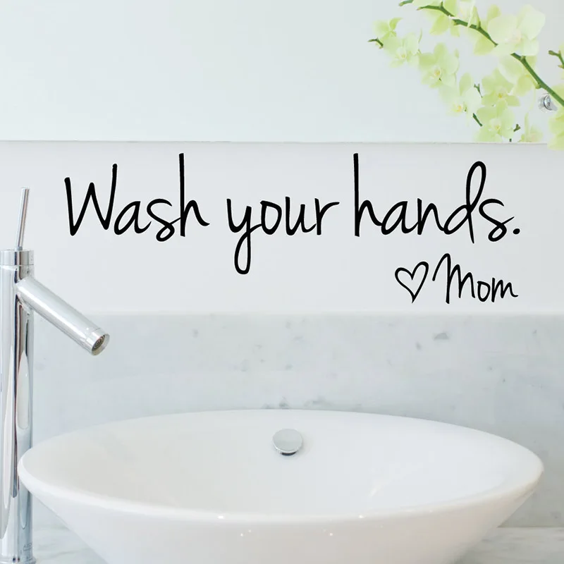 Waterproof Wall Stickers Wash Your Hands Love Mom Quote Stickers Art Decal Decor Wash Your Hands Love Mom Quote Art Decal Decor