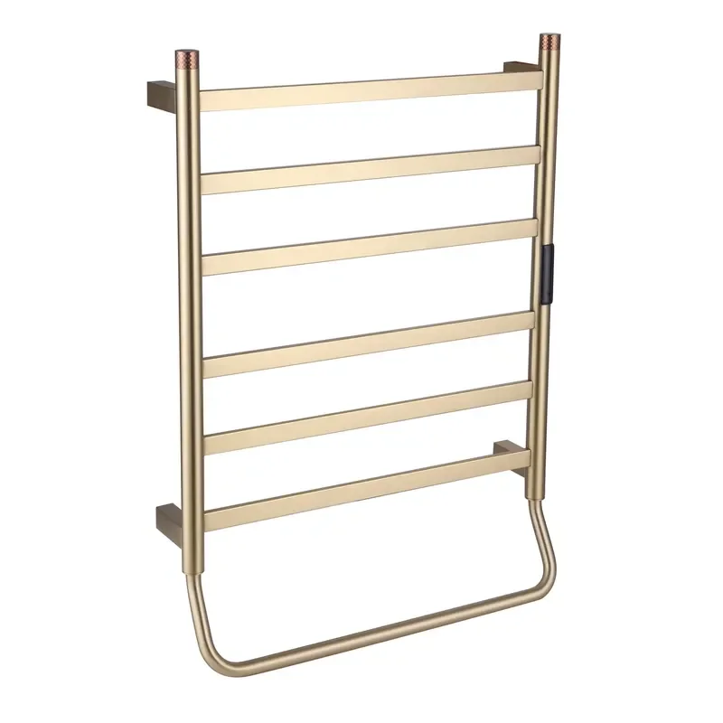 Modern Adjustable 304 Stainless Steel Heated Towel Rack Wall-Mounted Gold Electric Nickel 4 Bars Foldable for Hotels view 3