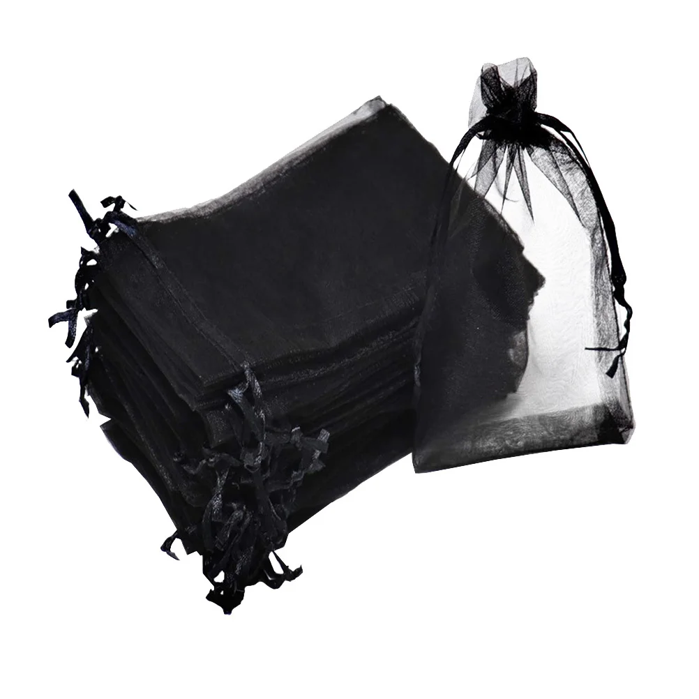 

100Pcs Portable Jewelry Storage Pouch Gauze Drawstring Bag Comfortable Touch Ideal for Merchandising Goody Favors
