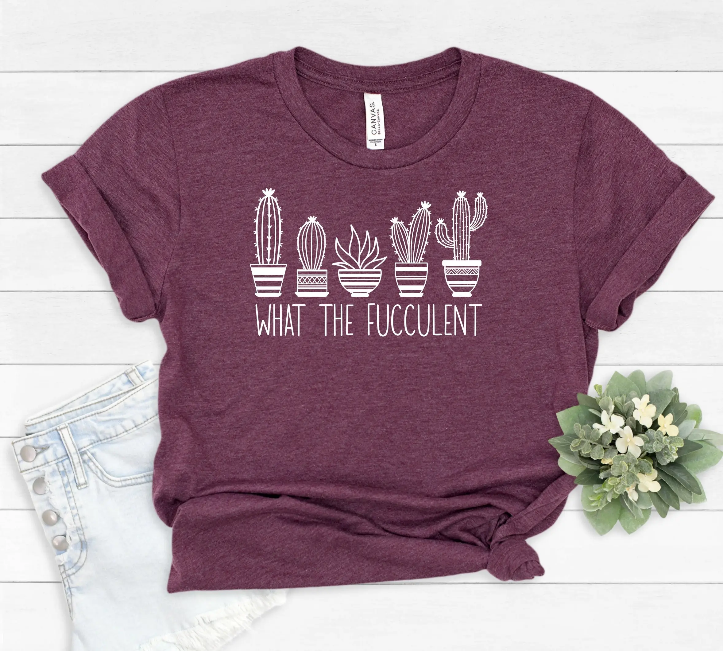 

What the FucculenT T Shirt for Women Gardening Her Succulent Funny Plant Lover