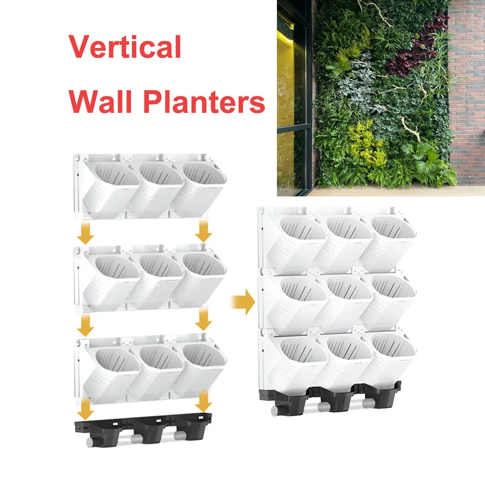 

New Vertical Wall Plant Planters Stacking PP Sturdy 50kg Load Capacity Drainage Holes Vertical Greening Flower Pots for Garden