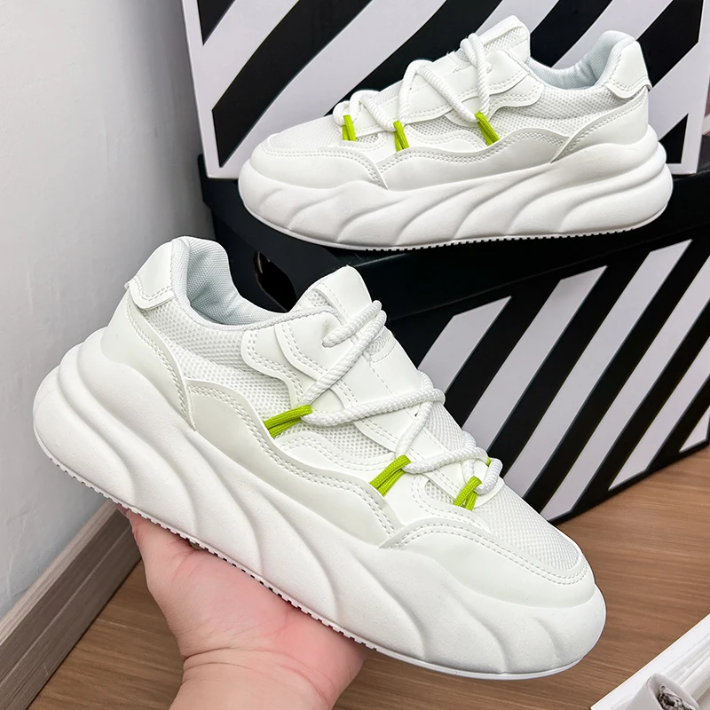 

Chunky Sneaker Men Designer Board Shoes Fashion Casual Microfiber Leather Breathable Height Increased Platform Running Shoes