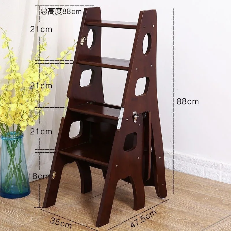 Sedia a scaletta La sedia per la casa può essere piegata sgabello in legno massello a doppio scopo Scala a spina di pesce per arrampicata interna