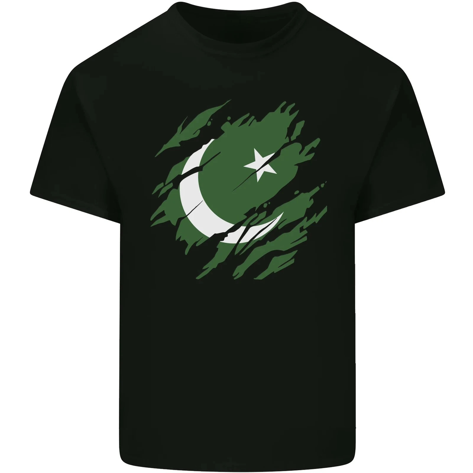

Torn Pakistan Flag Graphic Printing Summer Autumn Winter Luxury Brand Cotton Men's and Women's T-Shirts Short Sleeves Outdoor
