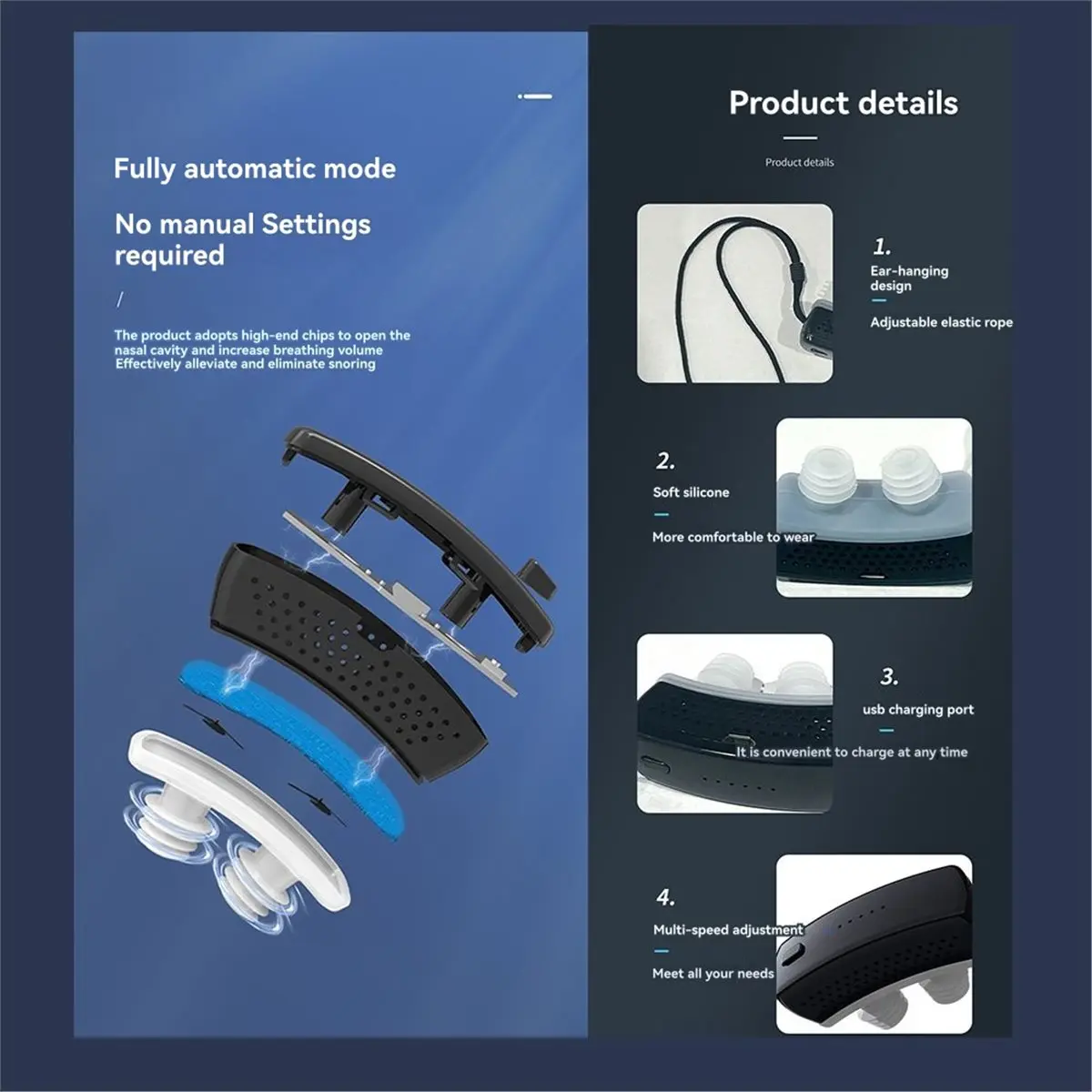 2026 New Smart Anti Snoring Device Home Adult Hanging Ear Pulse Stop Snore Sleep Aid Portable Noise Reduction Muscle Stimulator