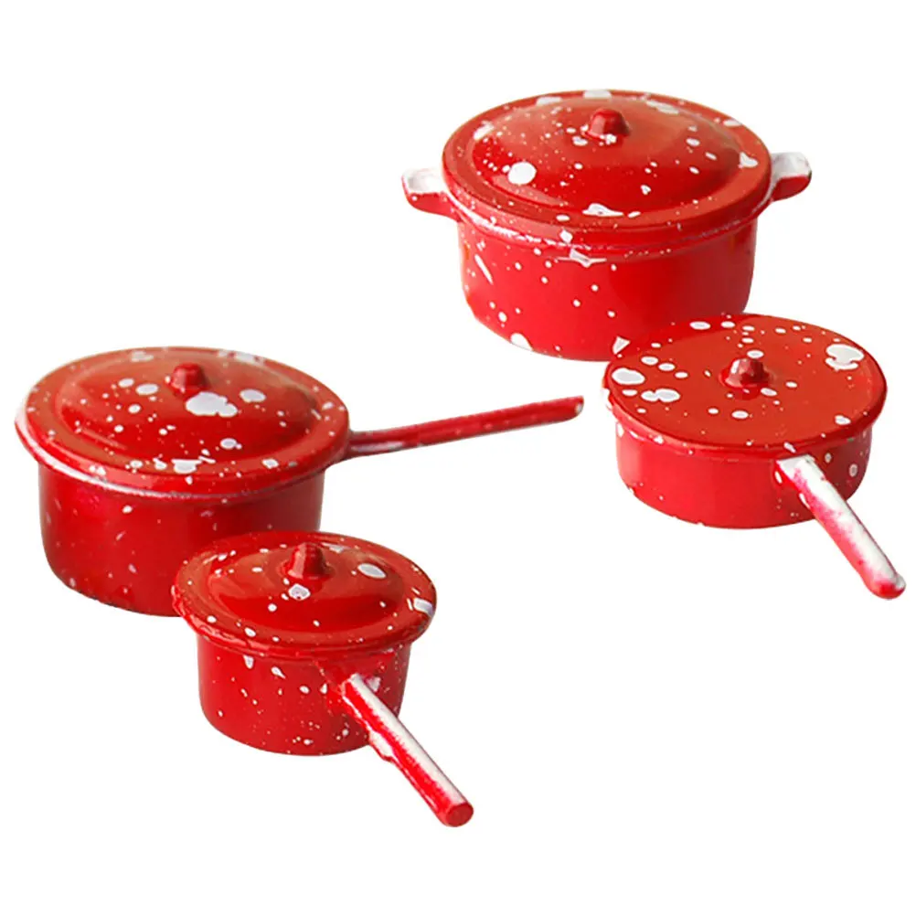 1Set Mini Kitchen Accessories Miniature Pots Realistic Simulation Cookware for DIY Decorative Small House Ornament Set