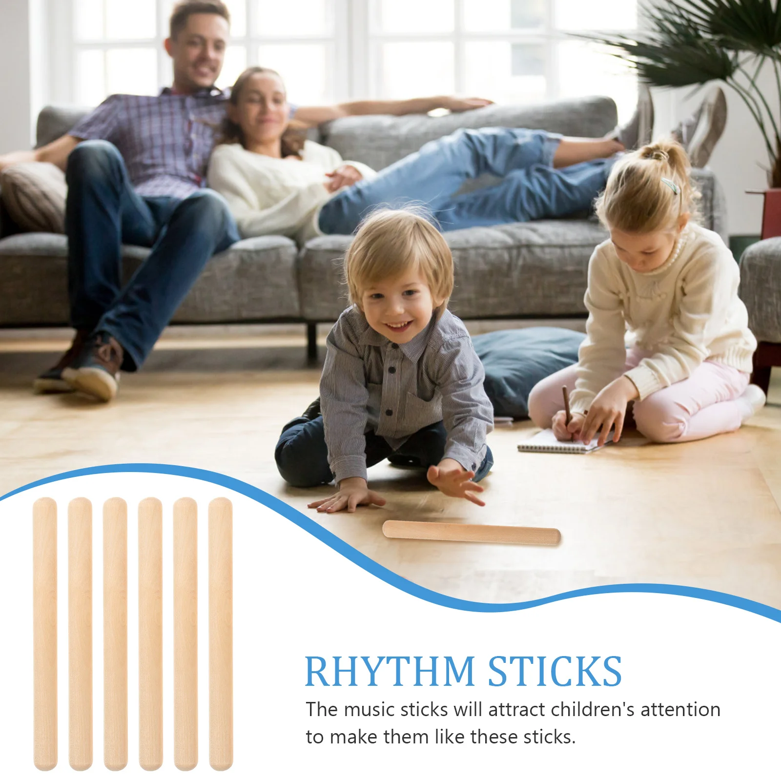 

6Pcs Maple Wood Rhythm Sticks Natural Wooden Musical Tools Kids Percussion Instruments Educational Play Rhythm Sticks