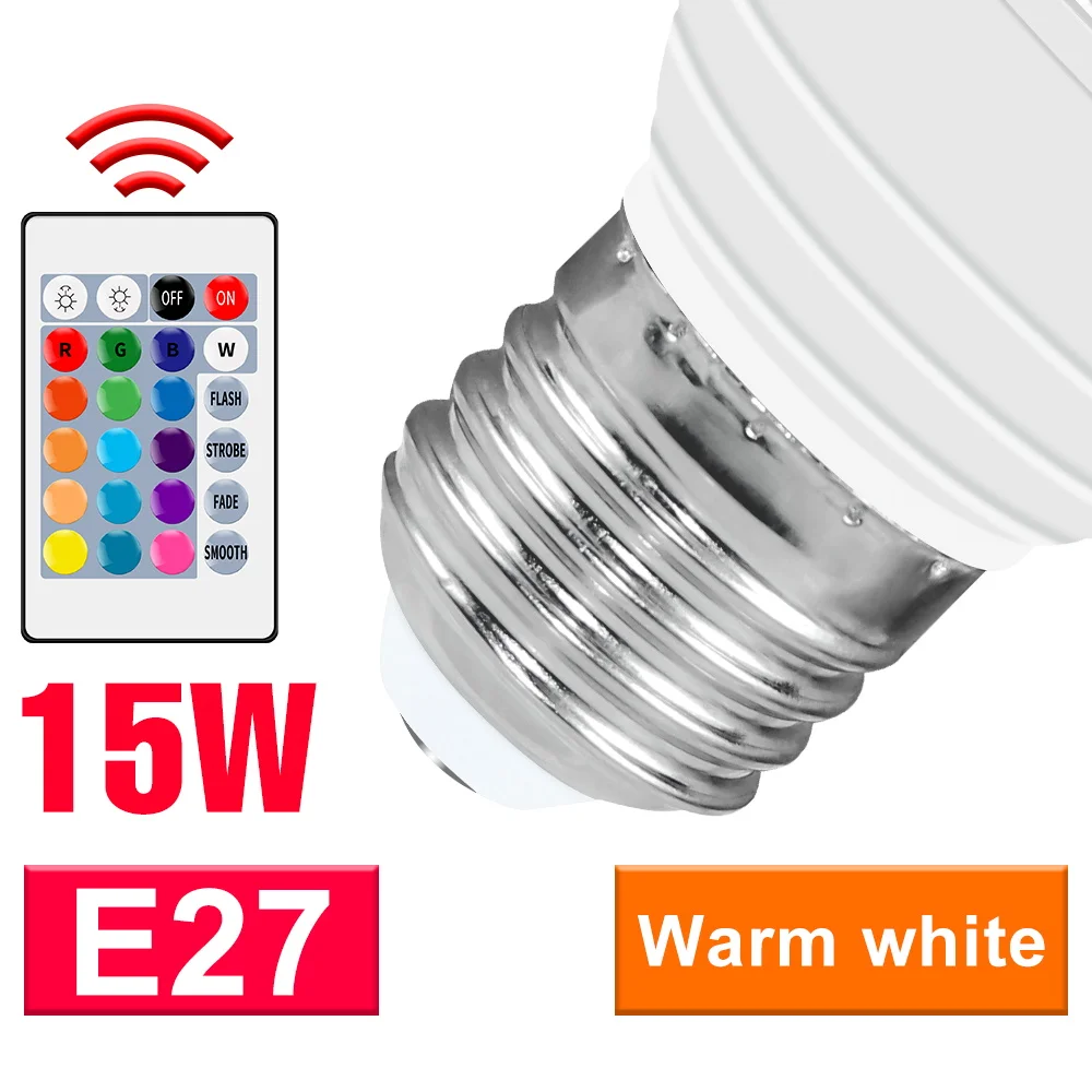 15W RGBW LED-lamp E27/E26 Kleurrijke Spotlight GU10 Plafondlamp E14 IR Afstandsbediening Dimbaar MR16 Voor Thuis Feest Versieren