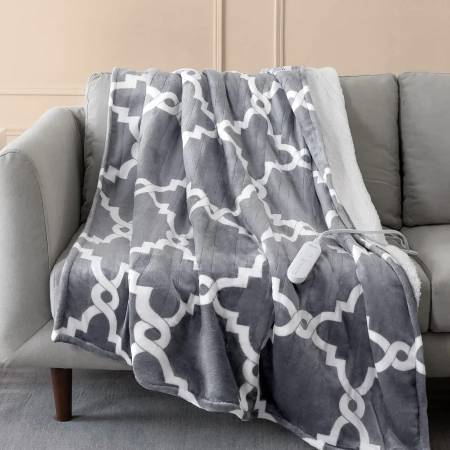 

Одеяло с электрическим подогревом Одеяло с подогревом с 5 настройками нагрева и 3-часовым таймером автоматического выключения Теплый фланелевой плед из шерпа с подогревом