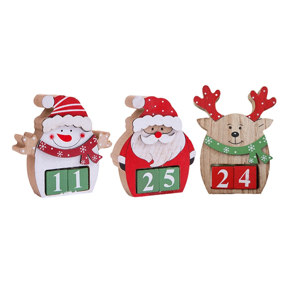 3Pcs Perpetual Calendar Cube Christmas Countdown Block Desktop -Decor Table Decor Ornament Decorate Desk Calendar