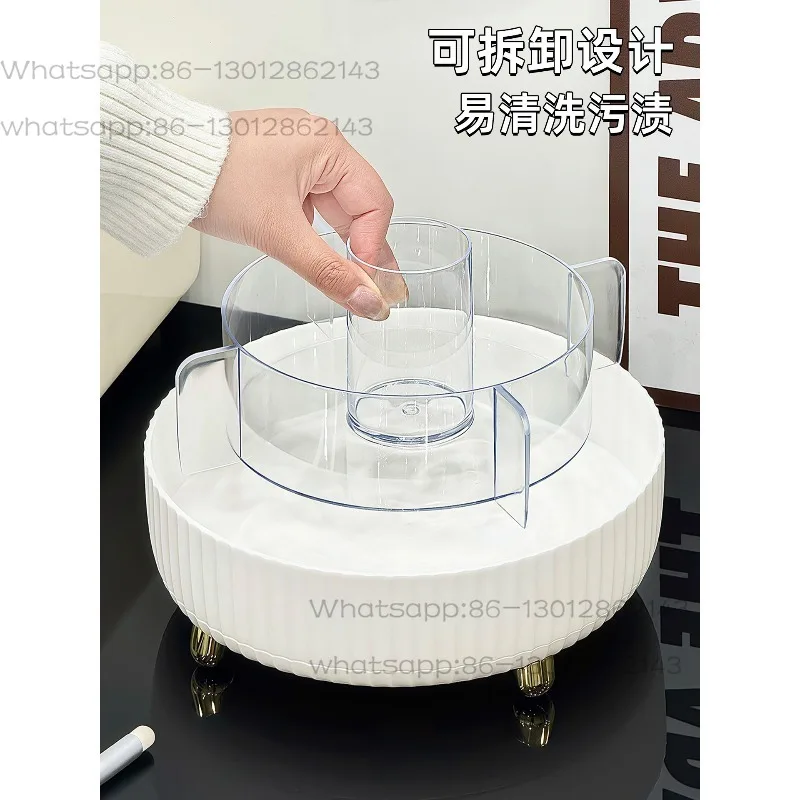 Rotating cosmetic storage box, light luxury high-end dresser with skin care product rack, perfume grid finishing box