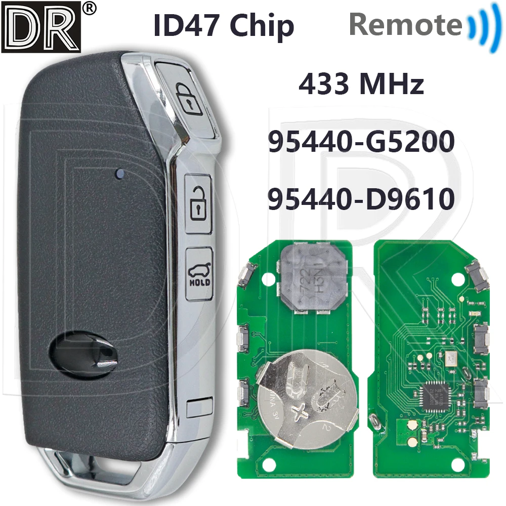 Great ID47 433MHz 95440-G5200 95440-D9610 Proximity Car Remote Control Smart Key For Kia Niro Sportage 2019-2021
