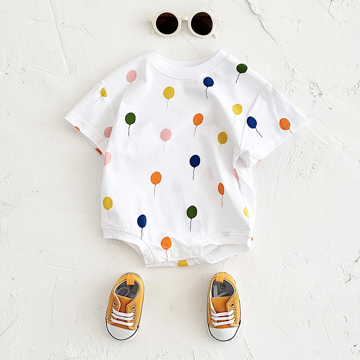 Baby Mädchen Kleidung Neugeborene Sommer Baby Stram pler Baumwolle Baby Bodysuit Ballon Print Kurzarm Jumps uit Baby Outfit